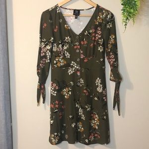 Army Green Floral Dress
